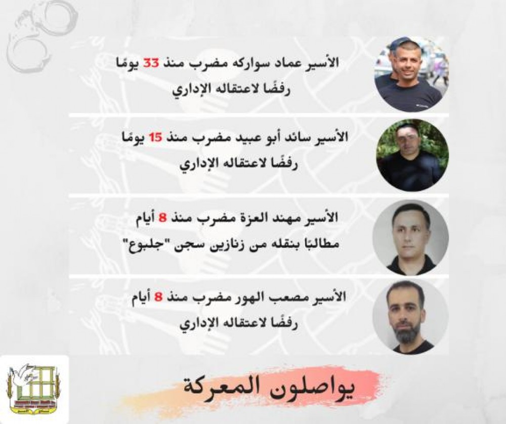  أربعة أسرى يواصلون إضرابهم المفتوح عن الطعام
