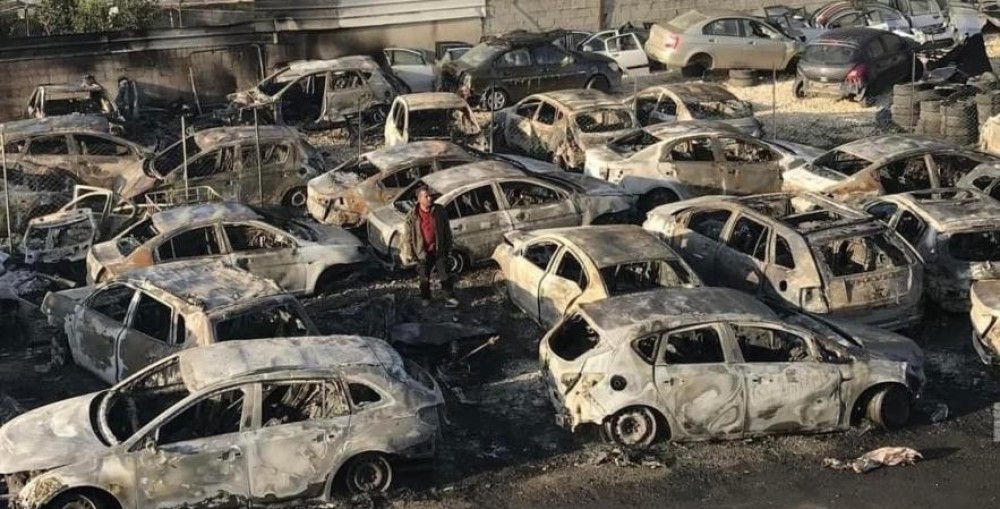 جانب من حرق المستوطنين للمركبات في حوارة 