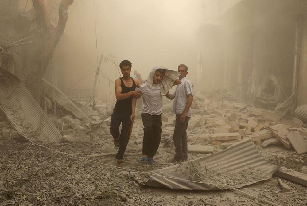 أثار القصف في مدينة حلب