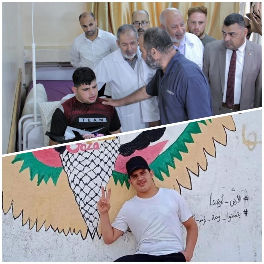 أعلى الشاب محمد بعد خروجه من العملية/أسفل بعدما استعاد بصره بالكامل