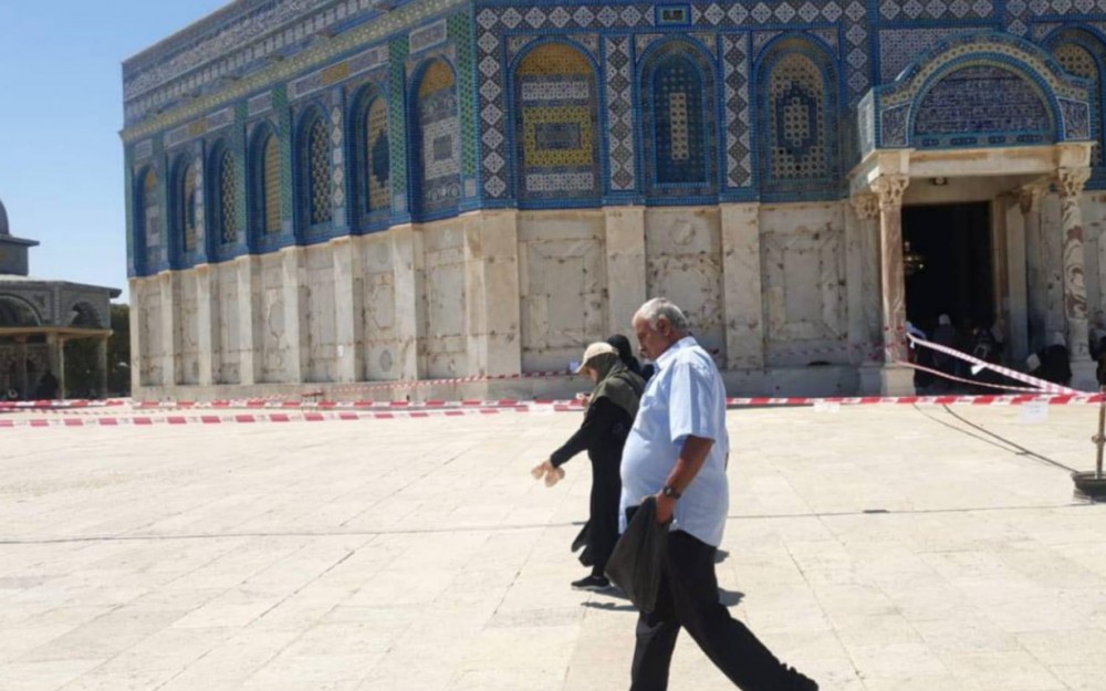 جانب من تسييج الاحتلال قرب مصلى قبة الصخرة