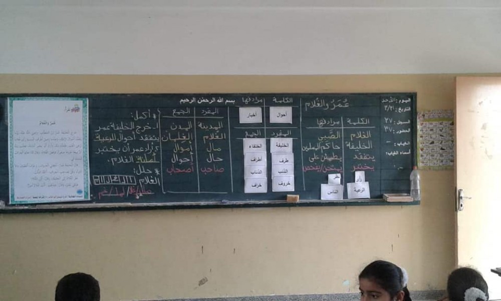 معلمتان بالوسطى تبدعان في تفعيل وتزيين السبورة