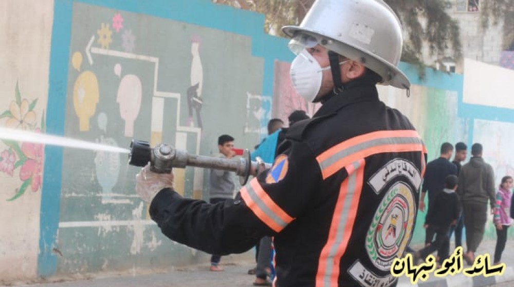 نظيم حملة تطوعية لتعقيم المخيم الجديد بالنصيرات