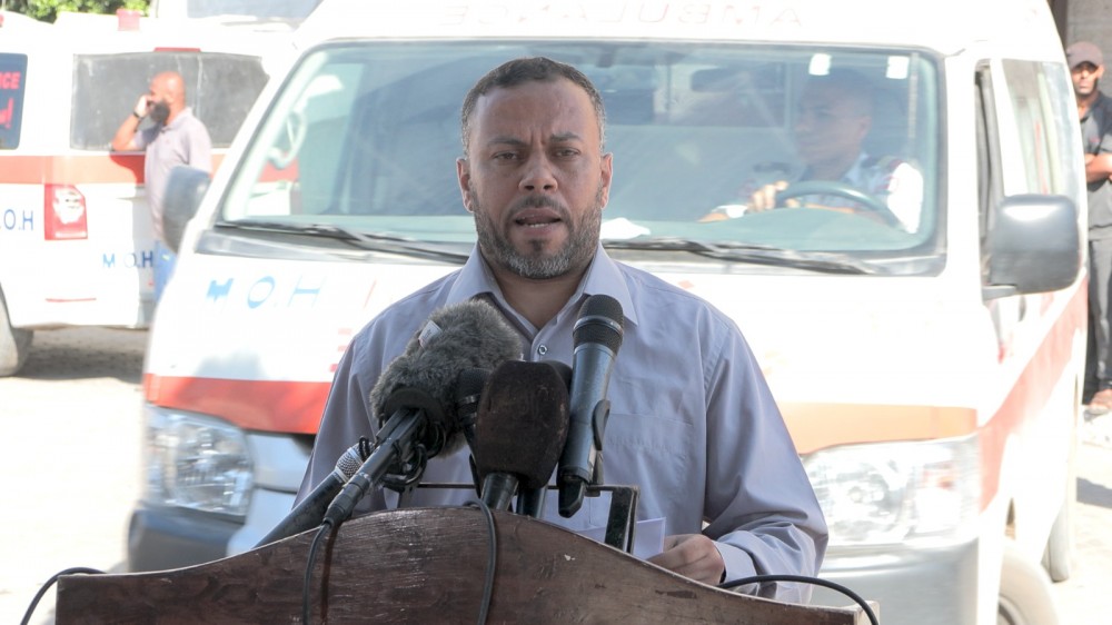 صورة مؤتمر صحفي مدير عام المكتب الإعلامي الحكومي إسماعيل الثوابتة