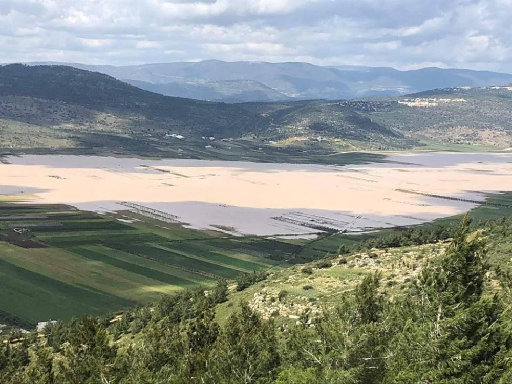 سهل البطوف تغمره مياه الامطار في شمال فلسطين المحتلة.