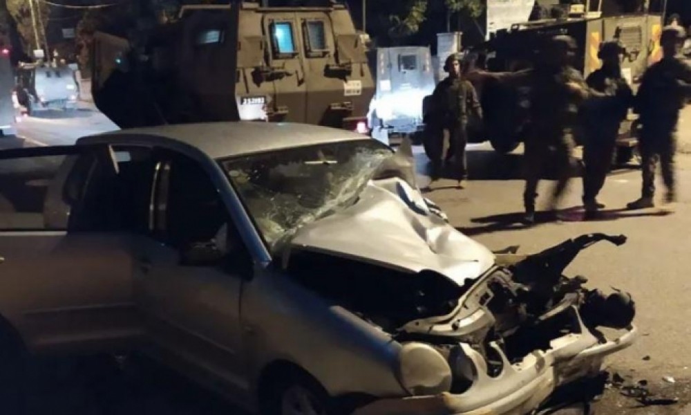 مركبة الشباب المقدسي بعد حادث الاصطدام 