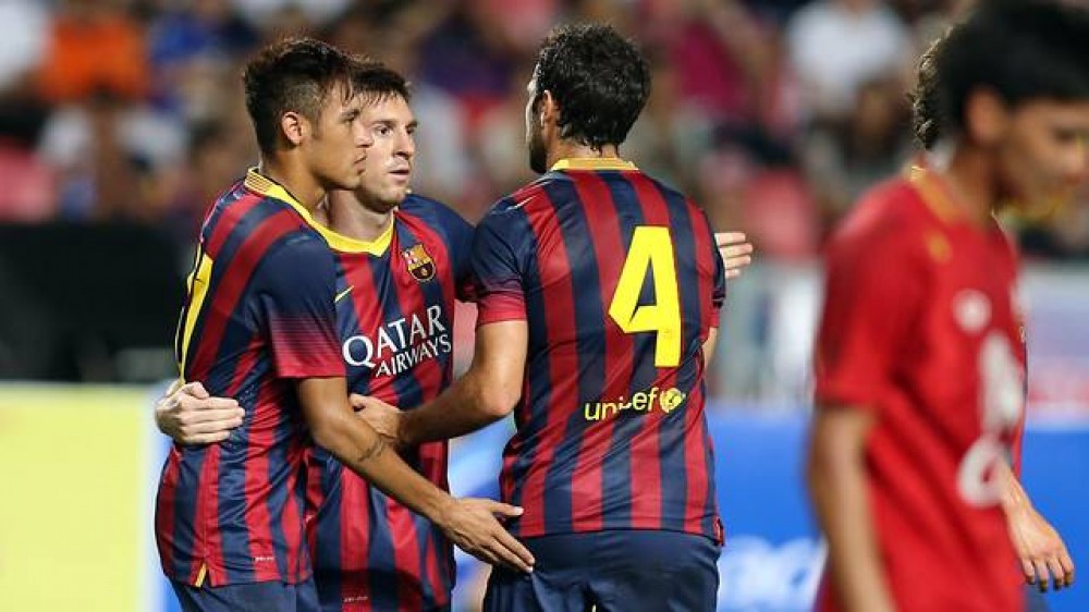 ميسي أثناء إحتفاله بالأهداف