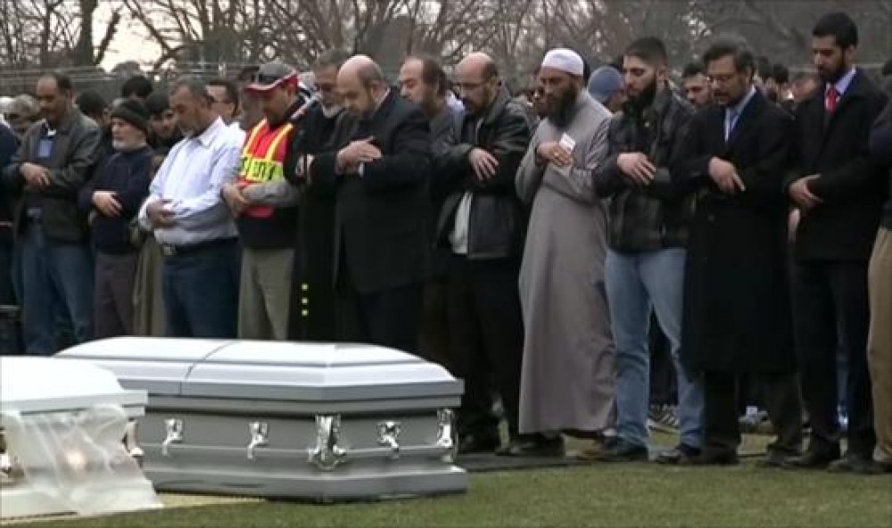 تشييع جثامين الفلسطينيين ضحايا جريمة القتل بأمريكا