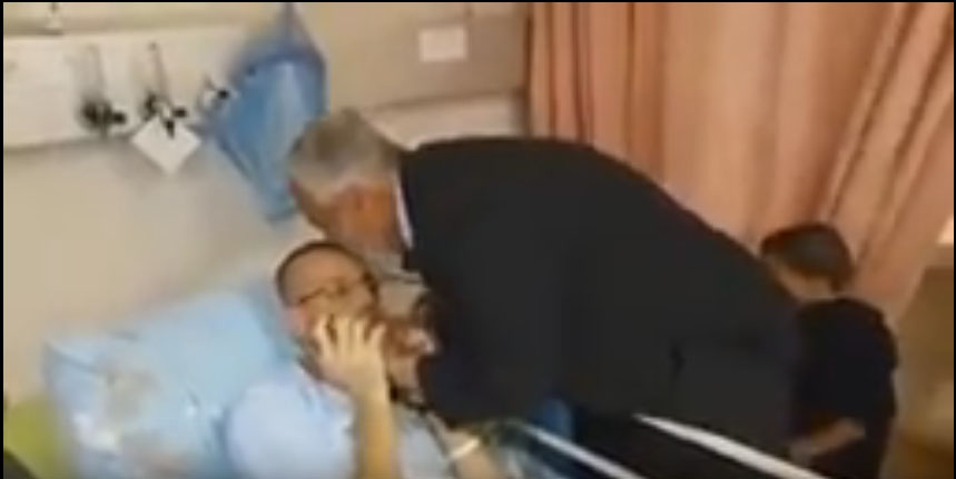 Palestinian hunger striker Mohammed Al-Qeeq meet his family for the first time.