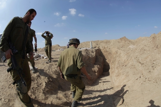 Israeli security convoy seen inspecting Gaza border tunnel
